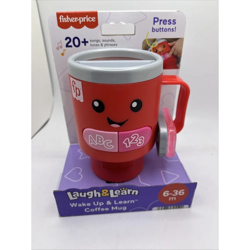 2 Pack Fisher-Price Laugh & Learn Wake Up & Learn Coffee Mug Brand New‎